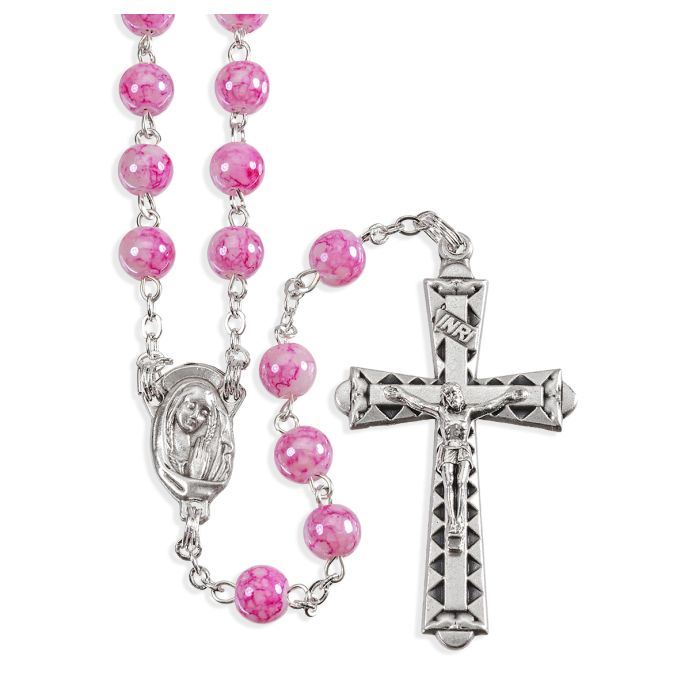 Rosary/Pink/Marbelized/6mm