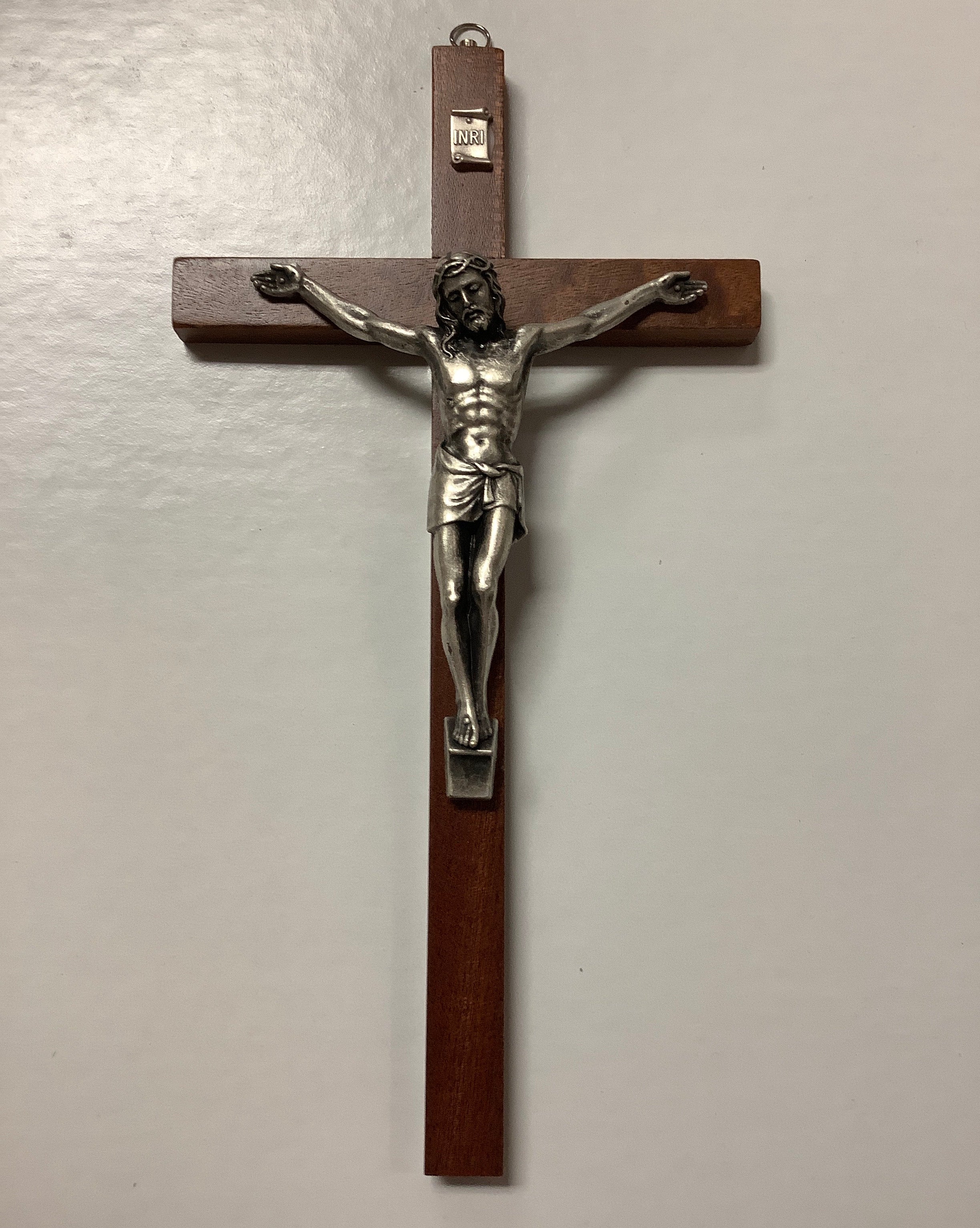 Crucifix/Wood/Silver/12"