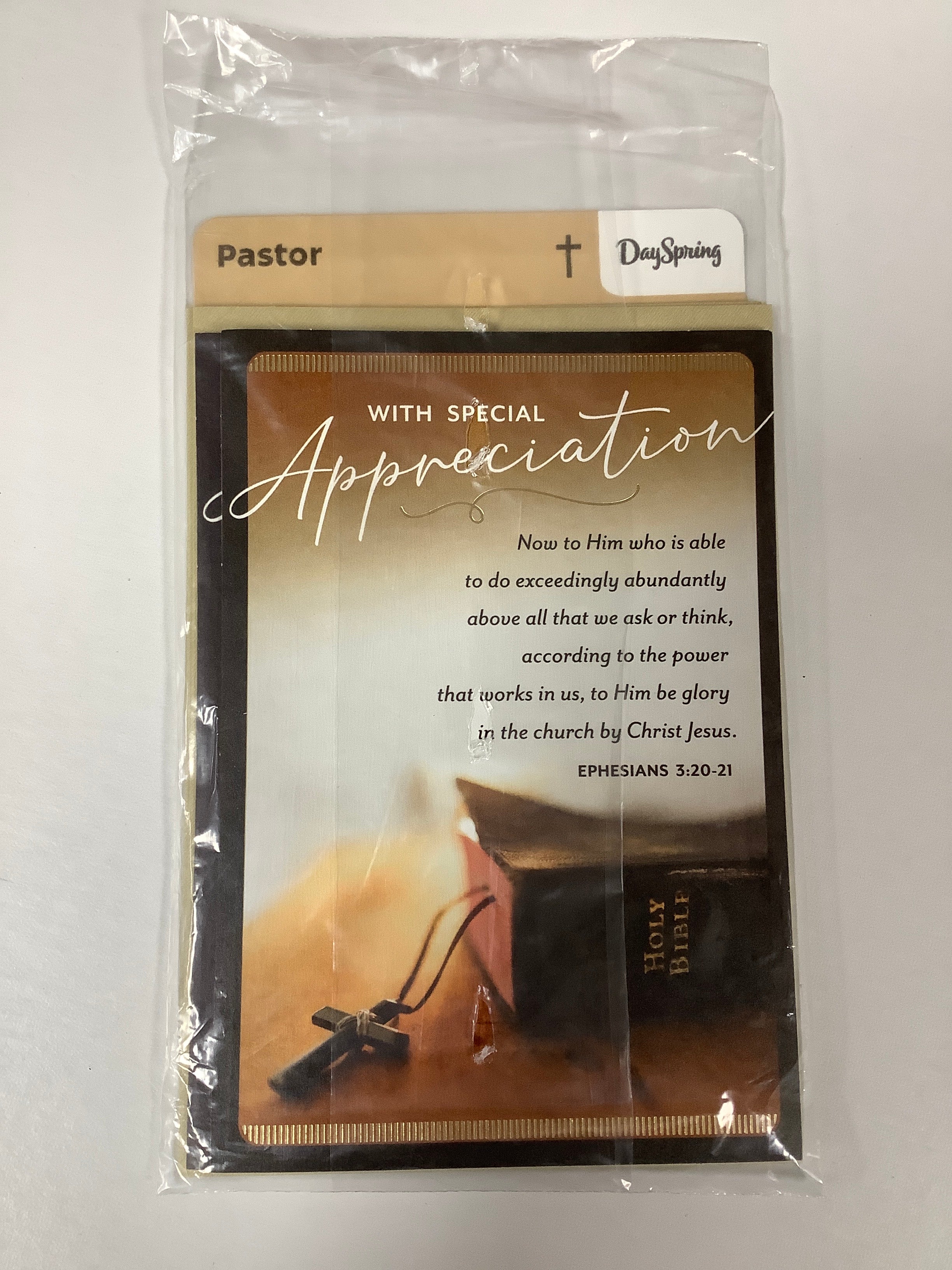 Card-Pastor-Bible With Cross Bookmark-J4457