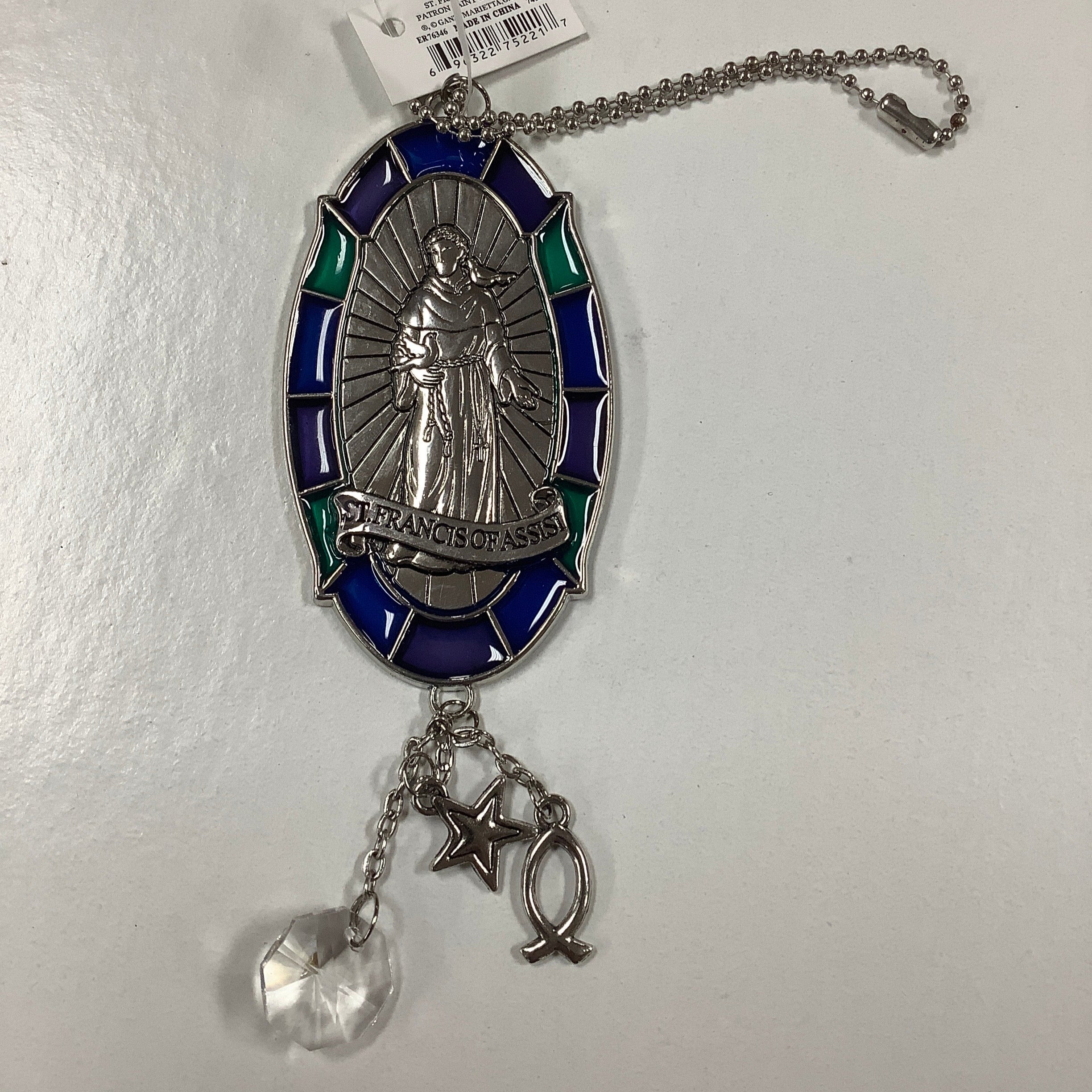 Car Charm-St Francis-Stained Glass