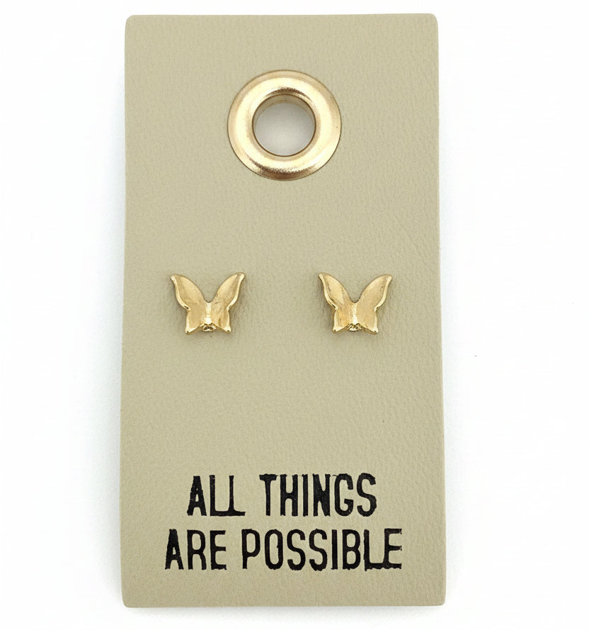 Earring-Leather Tag-All Things Possible-Butterfly