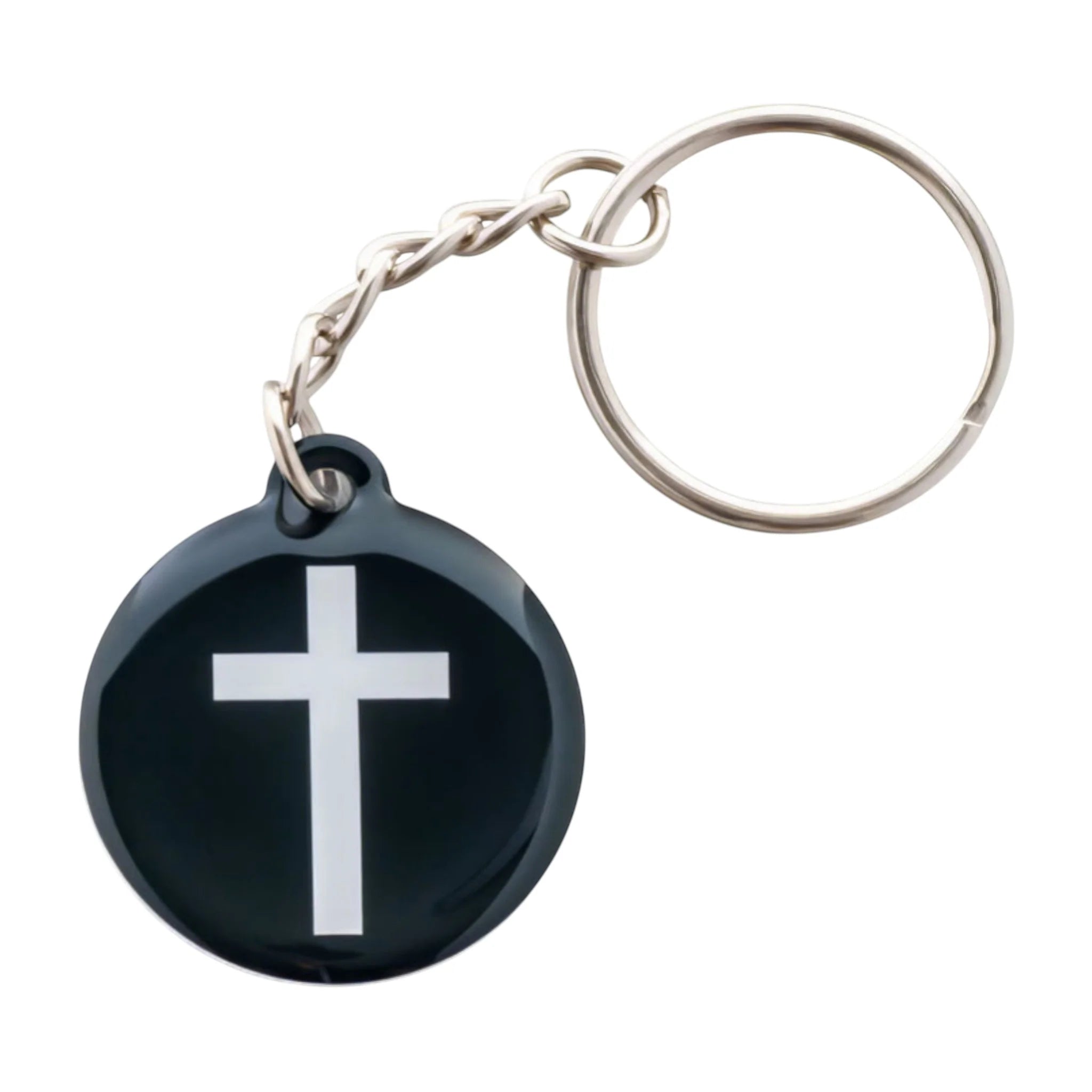 Keychain-Tap To Pray-Acrylic-Black-Cross