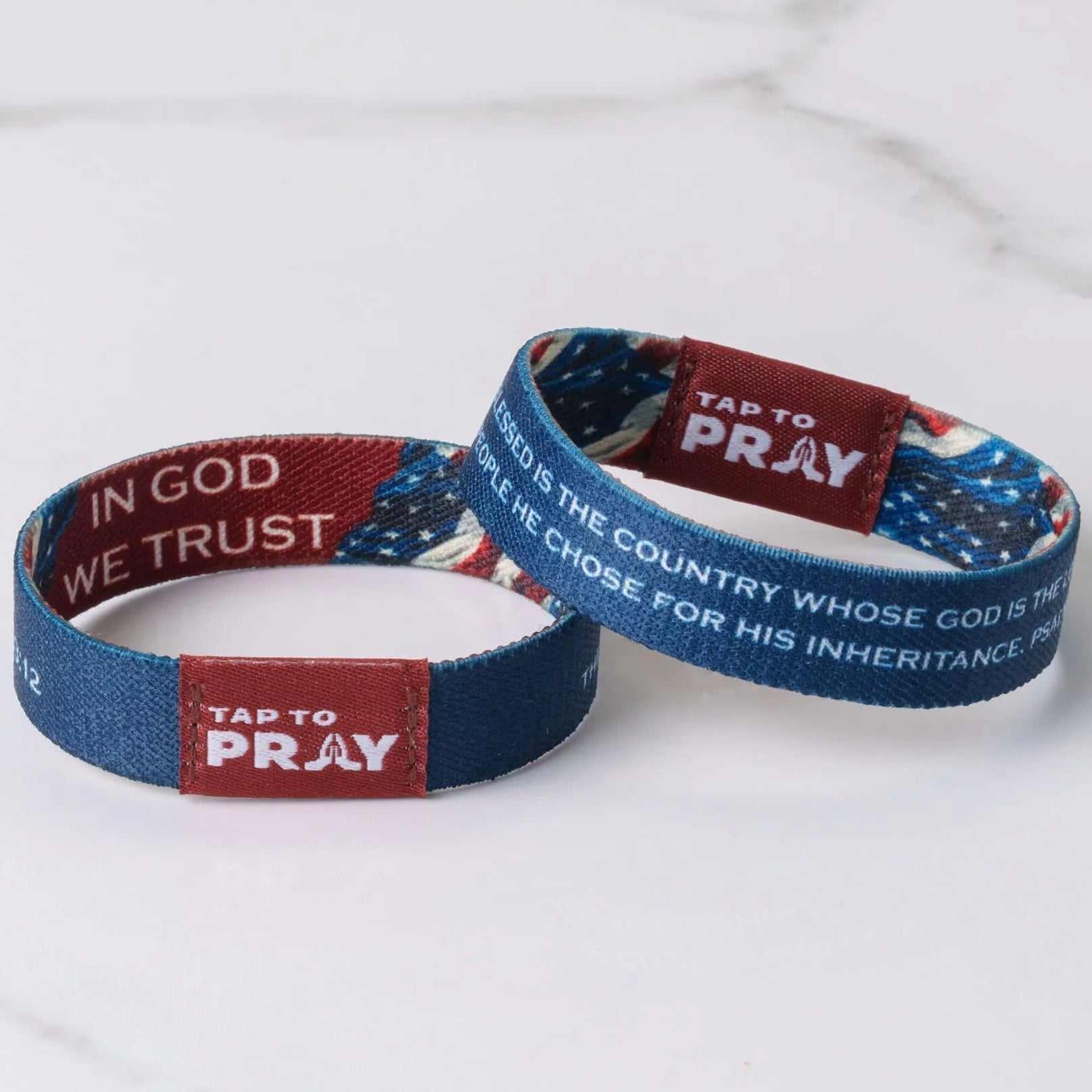 Bracelet -Tap To Pray-Patriot-Psa 33:12-In God We Trust