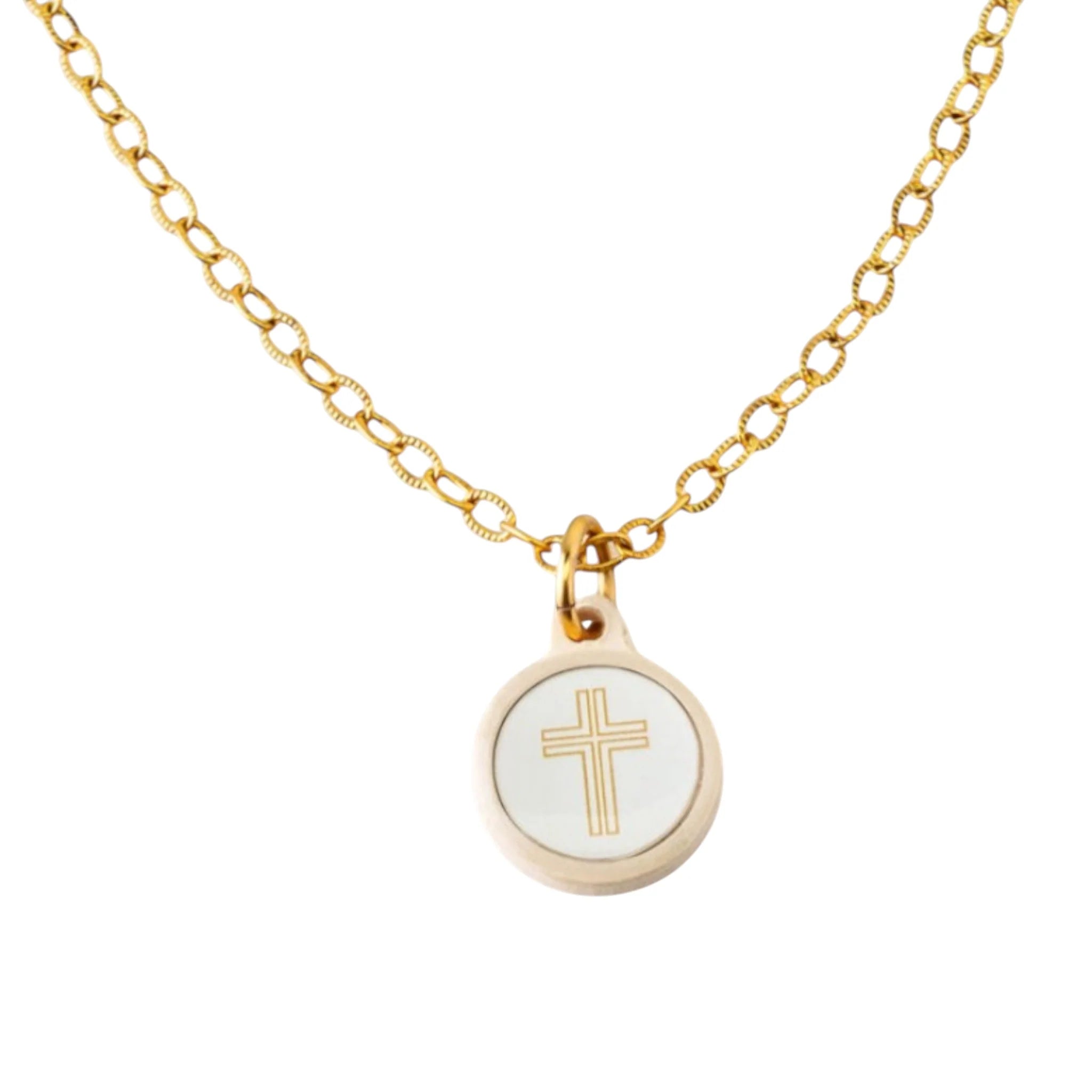 Necklace-Tap To Pray-Survivor-Gold-Cross