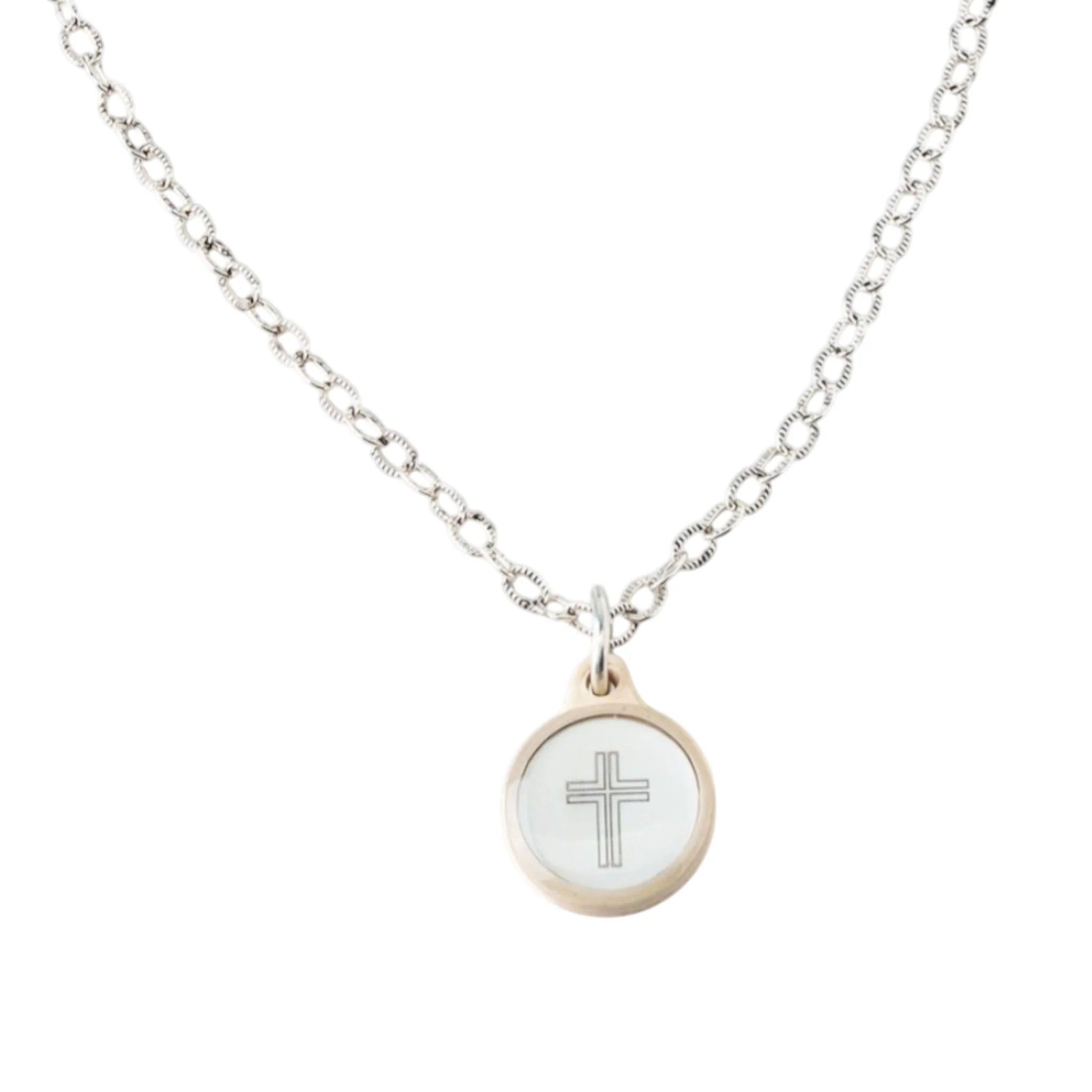 Necklace-Tap To Pray-Survivor-Silver-Cross