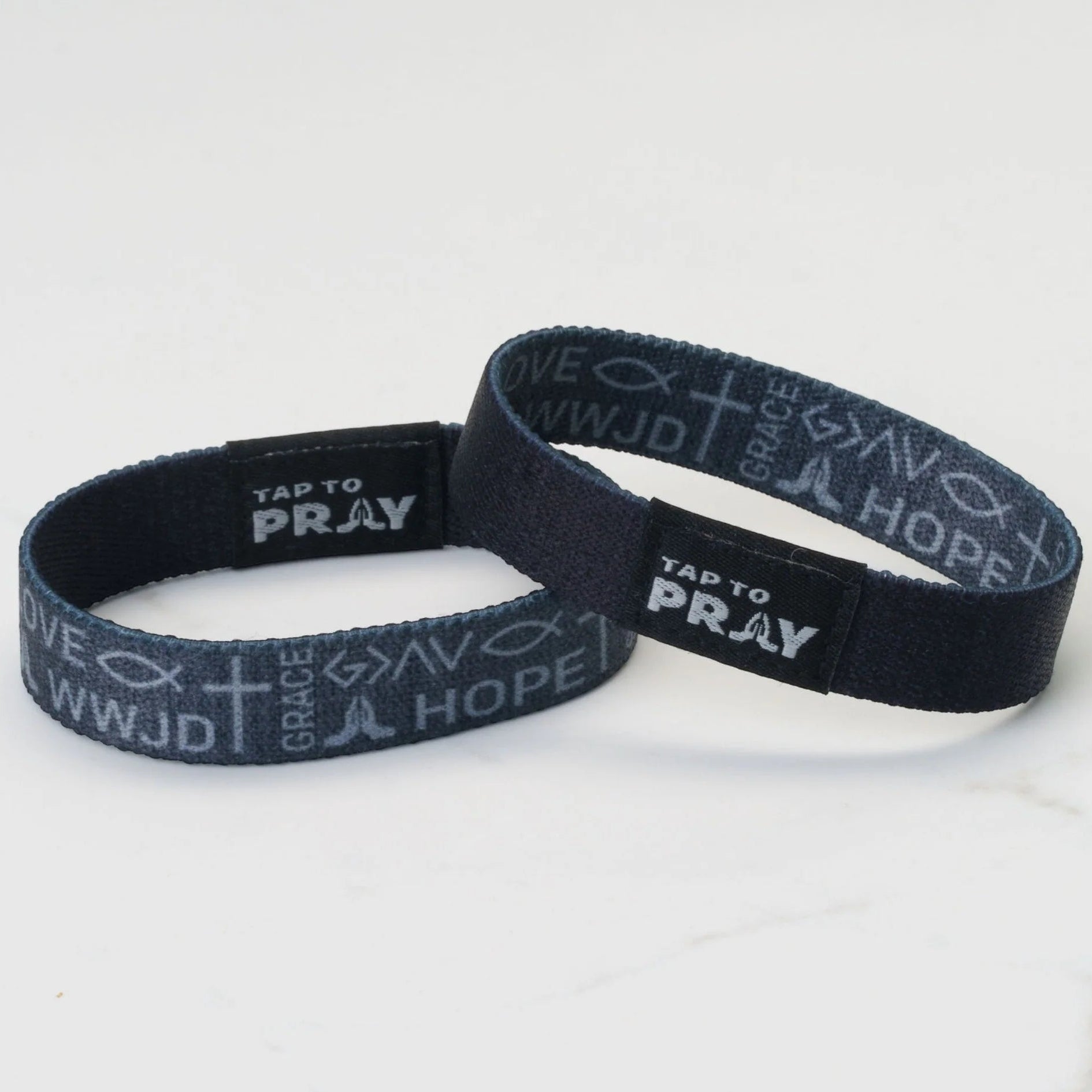 Bracelet-Tap To Pray-Symbols Of Faith-Grey