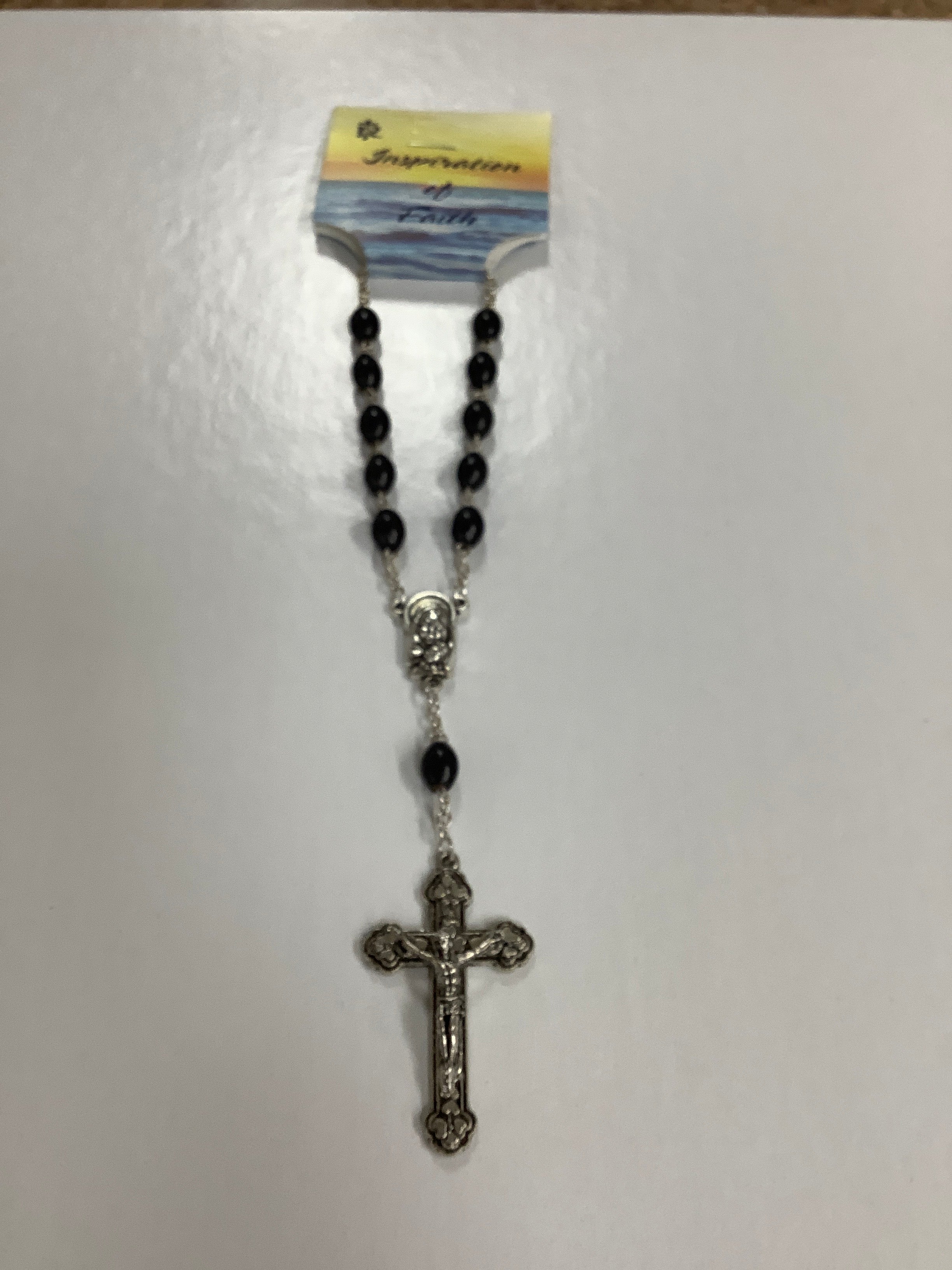 Auto Rosary/Black/Wood