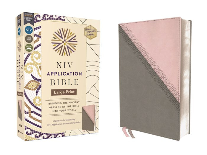 Bible-NIV-Pink & Gray-Application-Large Print