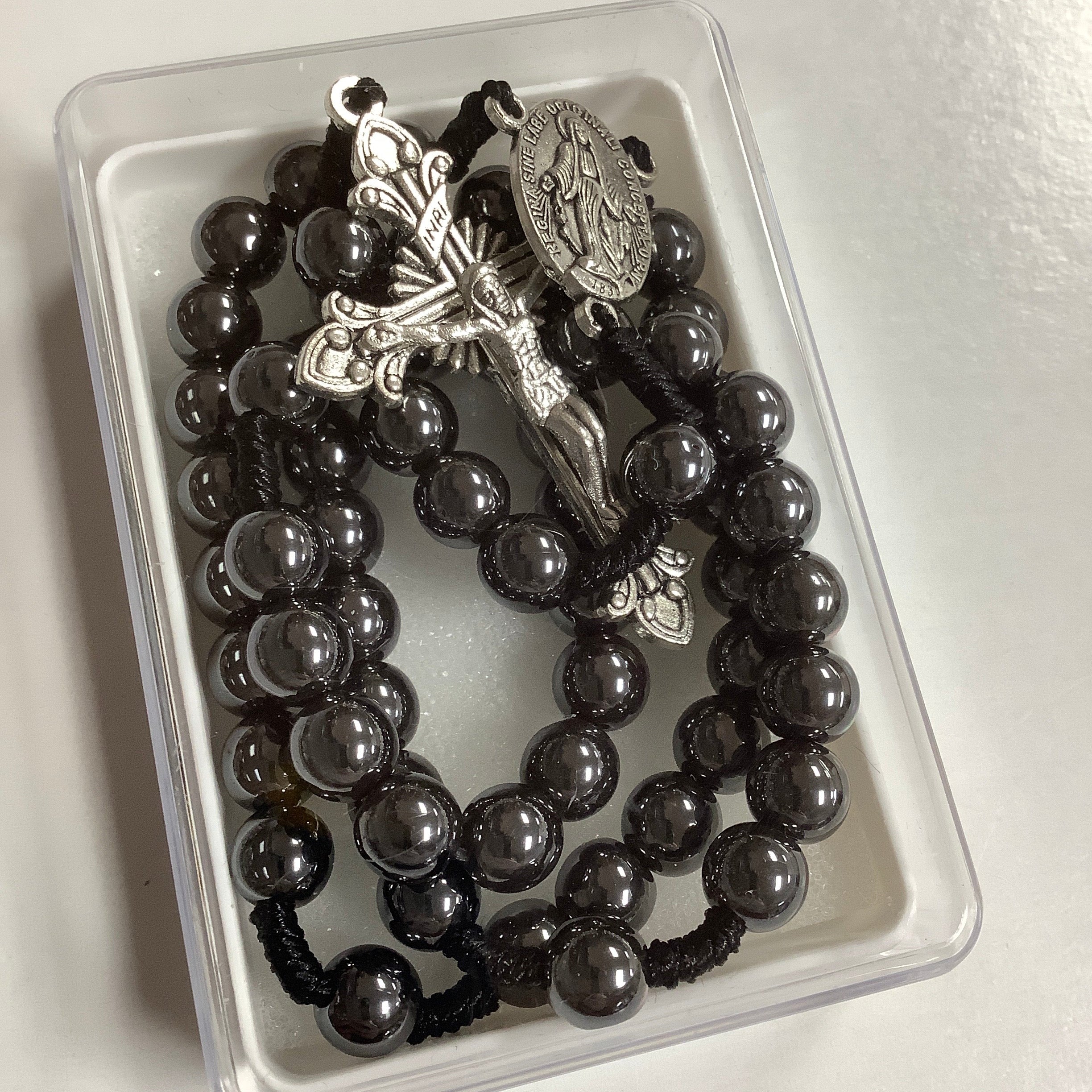 Rosary-8mm Hematite Beads-MM Center-Corded