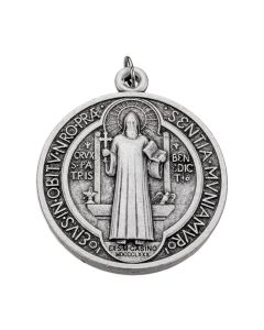 Medal-St Benedict-Silver-1 5/8"