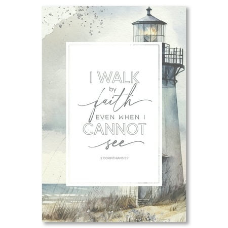 Plaque-I Walk By Faith-Lighthouse-6x9-5785