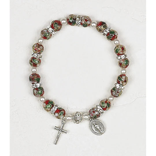 Bracelet/Red Cloisonne/MM/Cruci