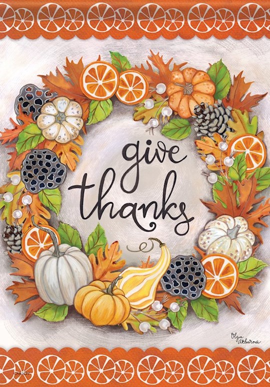 Garden Flag-Give Thanks Wreath