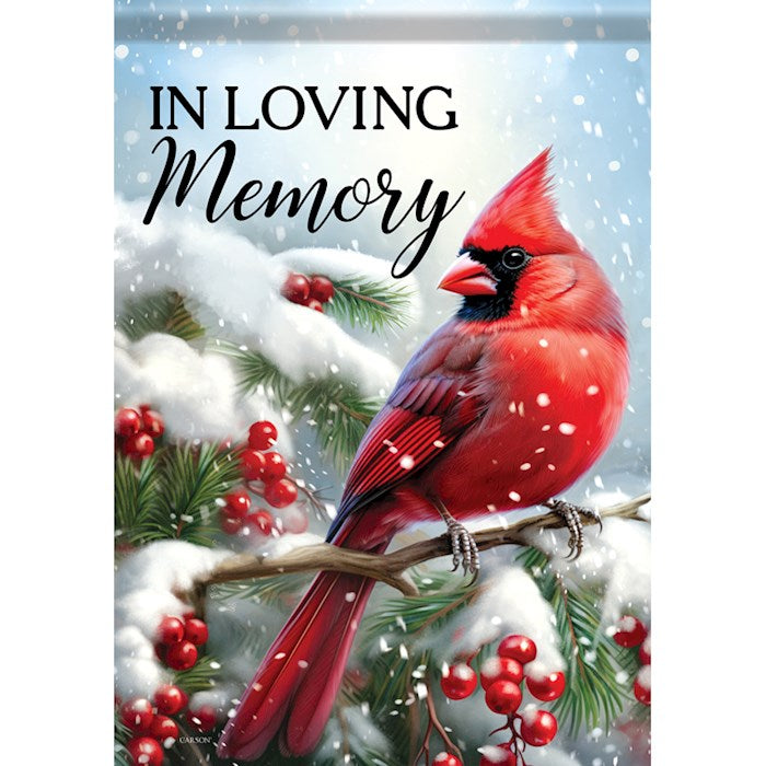 Garden Flag-Christmas-Cardinal-In Loving Memory