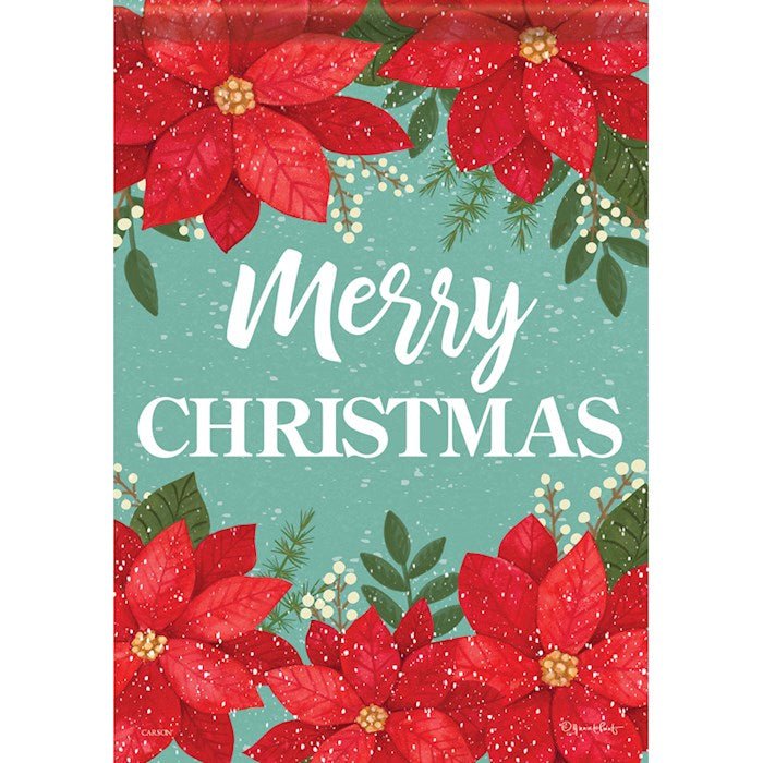 Garden Flag-Merry Christmas-Poinsettias