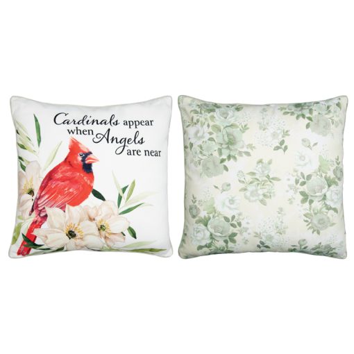 Pillow-18"-Floral-Cardinals Appear