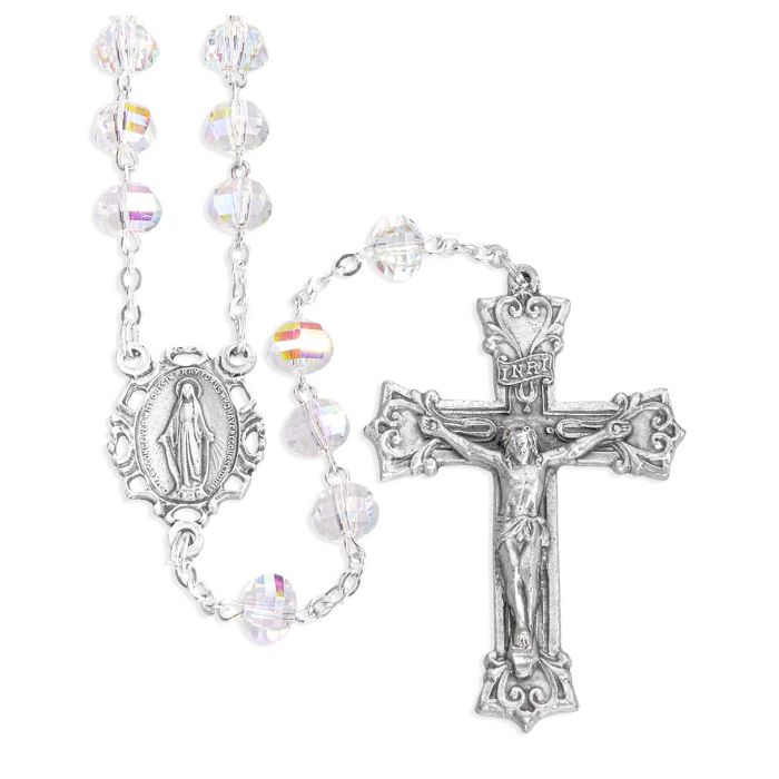 Rosary-8mm-Auraora Borealis Crystal