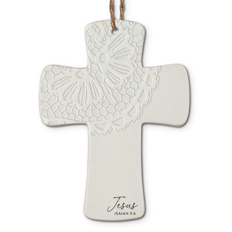 Ornament-Cross W/Lace-Jesus