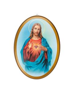 Framed Print-Sacred Heart Jesus-Oval Wood
