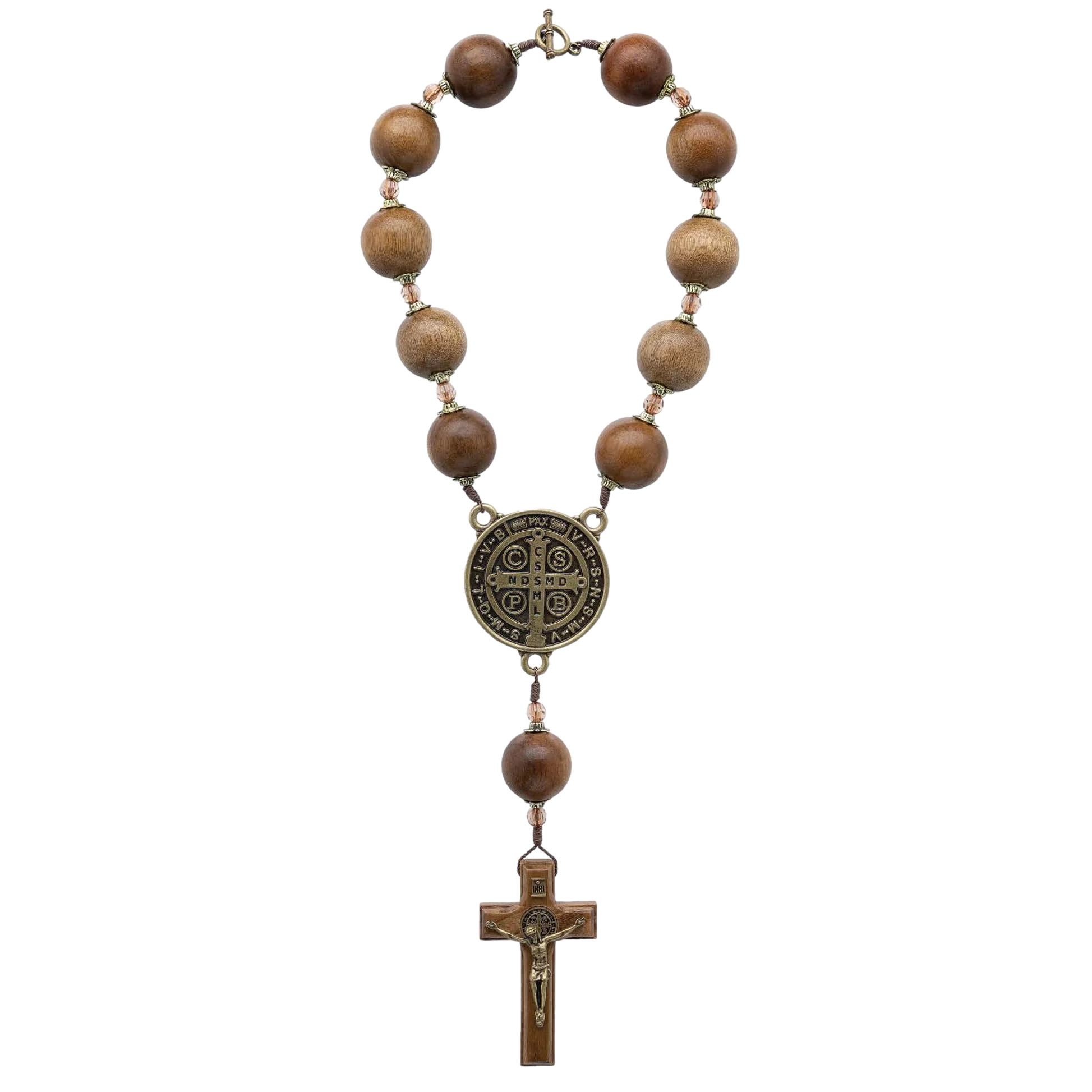 Door Hanger-Rosary-St Benedict-Wood Beads