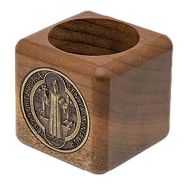 Pen Holder-St Benedict-Wood/Gold