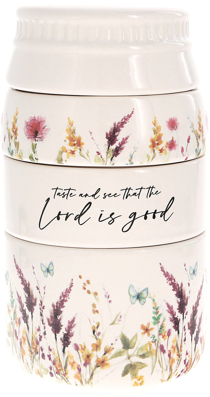 Measuring Cups-The Lord Is Good-Stackable-Ceramic