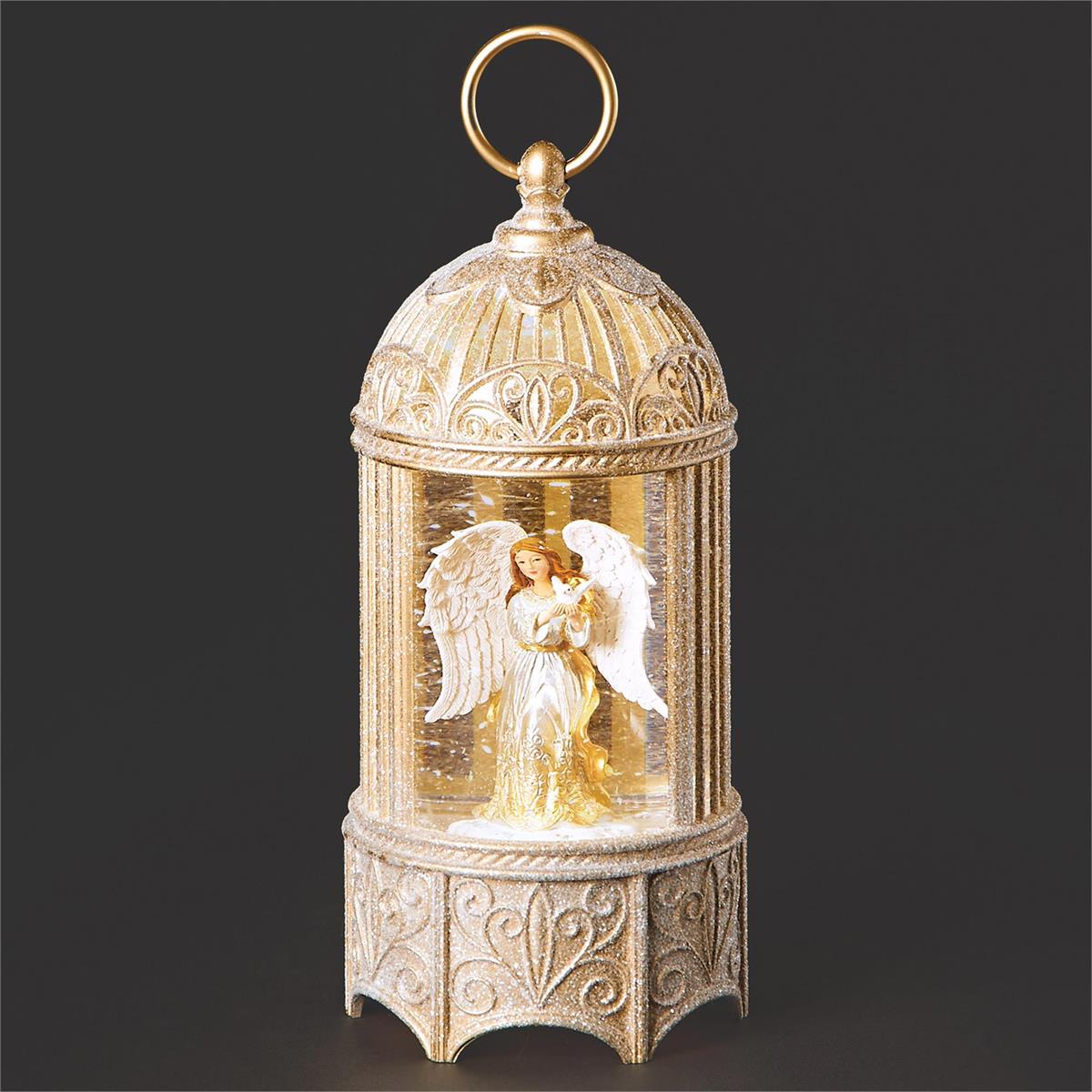 Lantern-Swirl LED-Birdcage Angel & Dove-10.25"