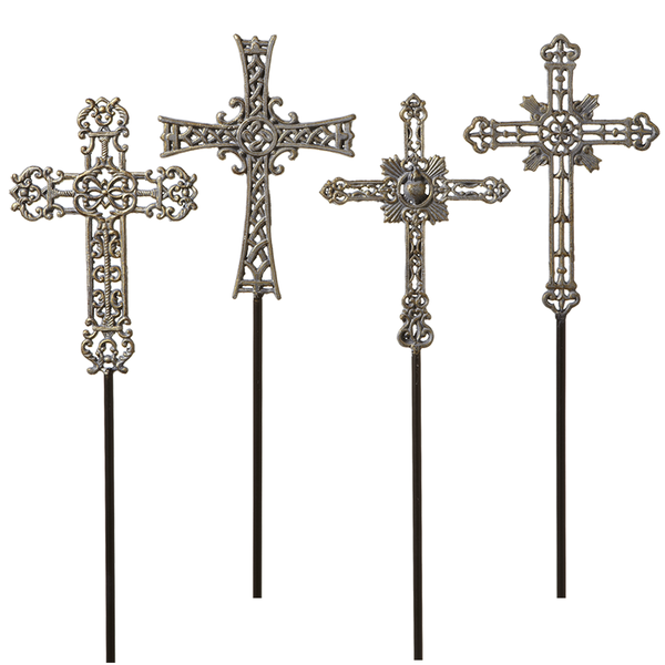 Garden Stick/Cross/Cast Iron/Asstd