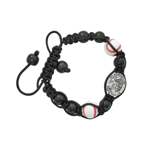 Bracelet/Black/Baseball/St Sebastian