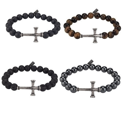 Bracelet-Cross/Nail-Mens-Stretch-Assorted