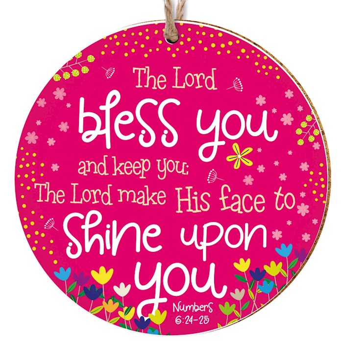 Ornament-Ceramic-Num-6:24-25-Bless You-Pink