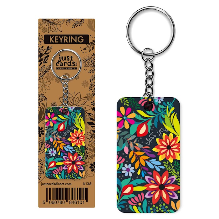Keychain-Bless You-Floral
