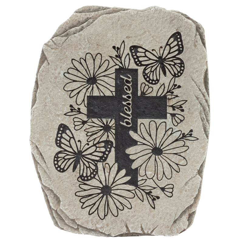 Garden Stone-10.5"-Blessed Cross