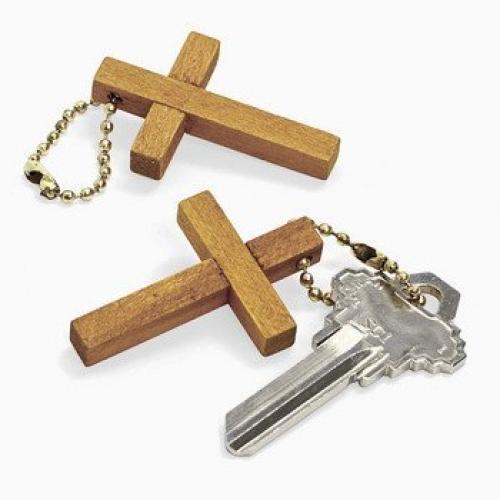 Key Ring/Cross/Wood/19/145