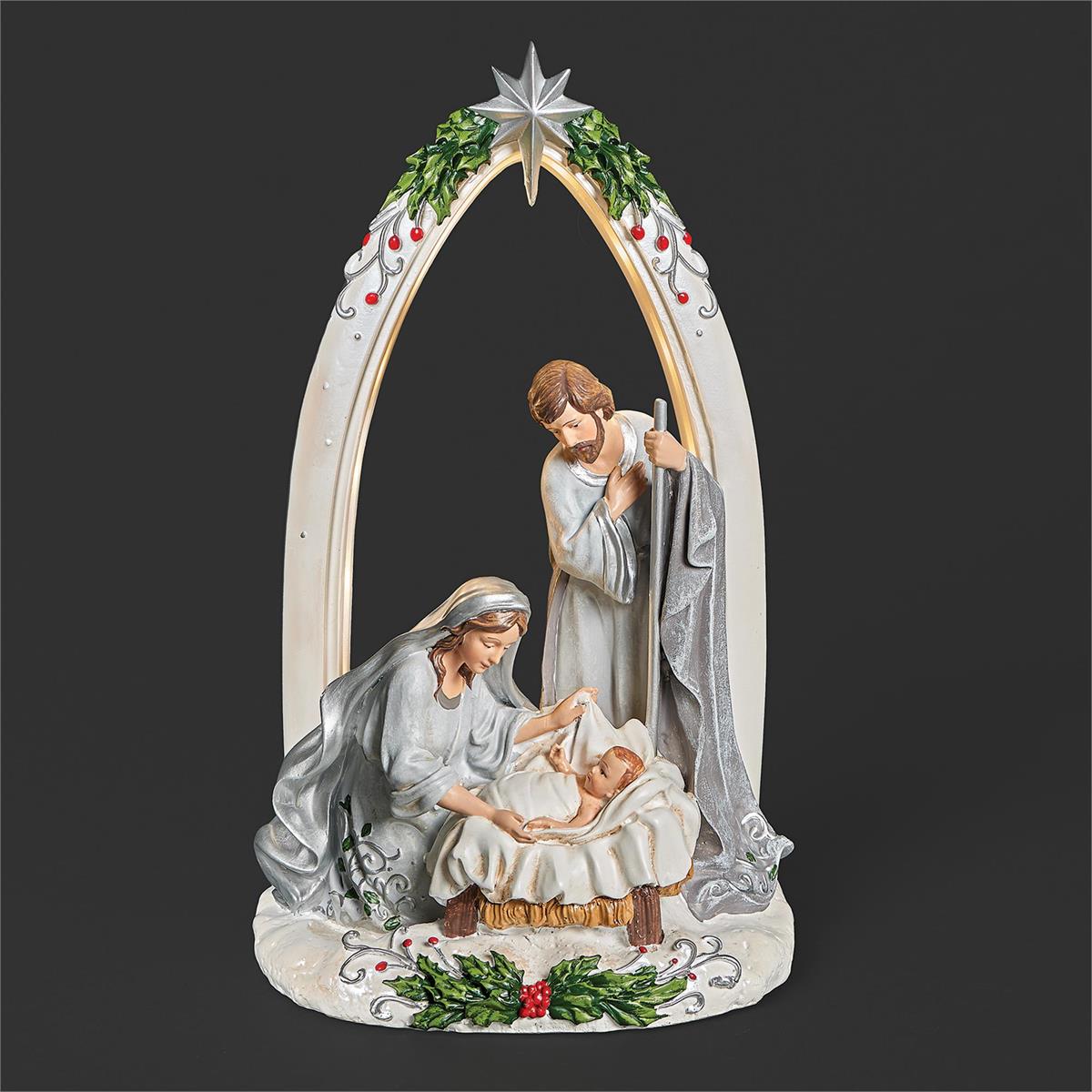 Figurine-Light Up-Holy Family-Arch-11.5"