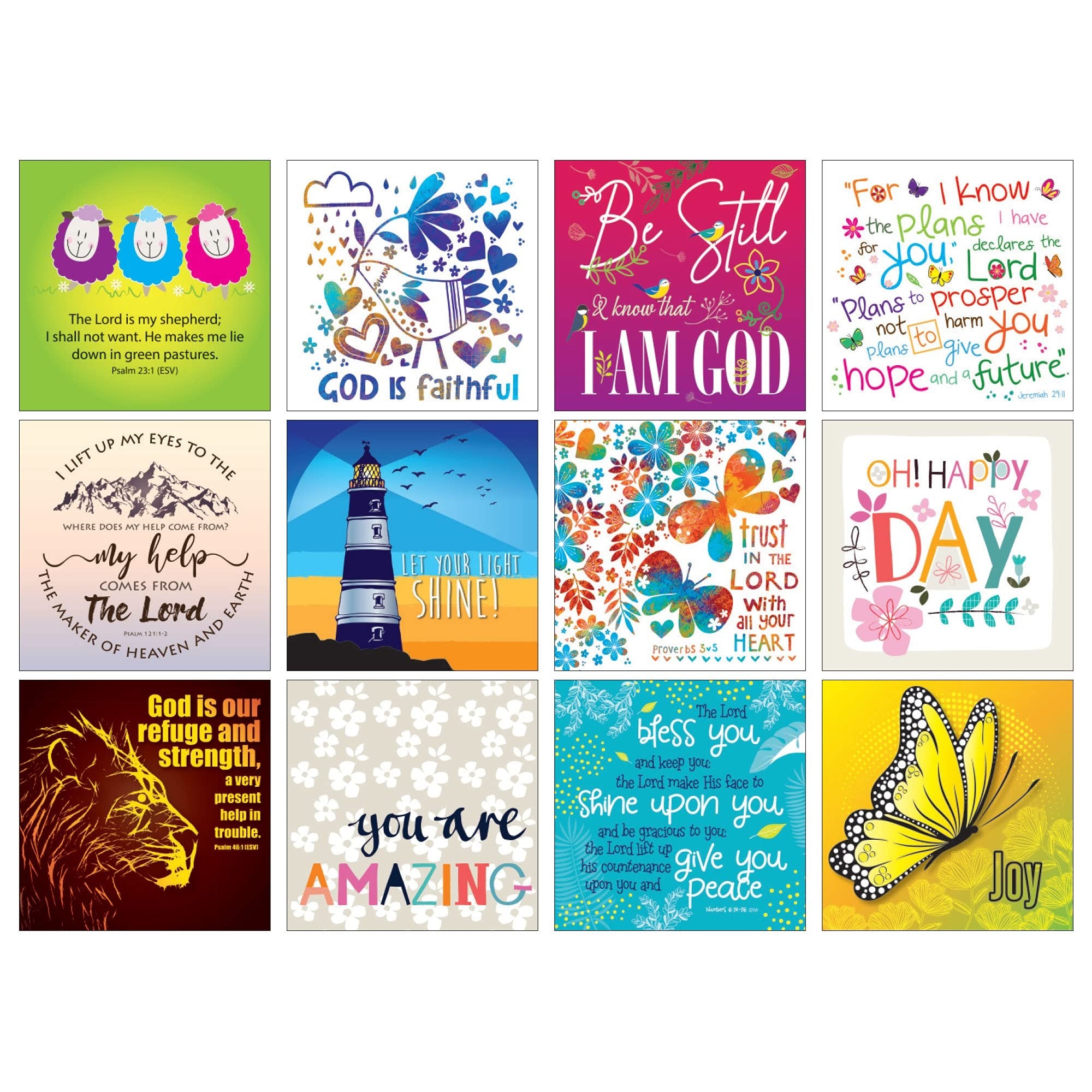 Note Card-Encouragement w/ Bible verses-Pkg 12-Assortment