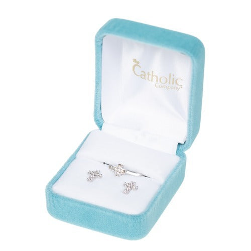 Ring/Earring Set/SS/CZ/Cross