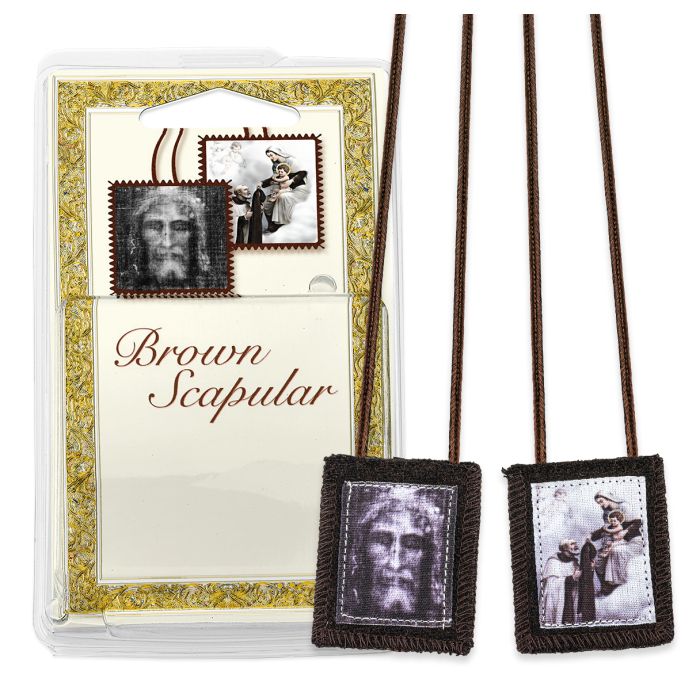 Scapular-Shroud of Jesus-Brown1 3/4"x 2"