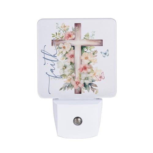 Night Light-Faith-Cross w/ Flowers Around It