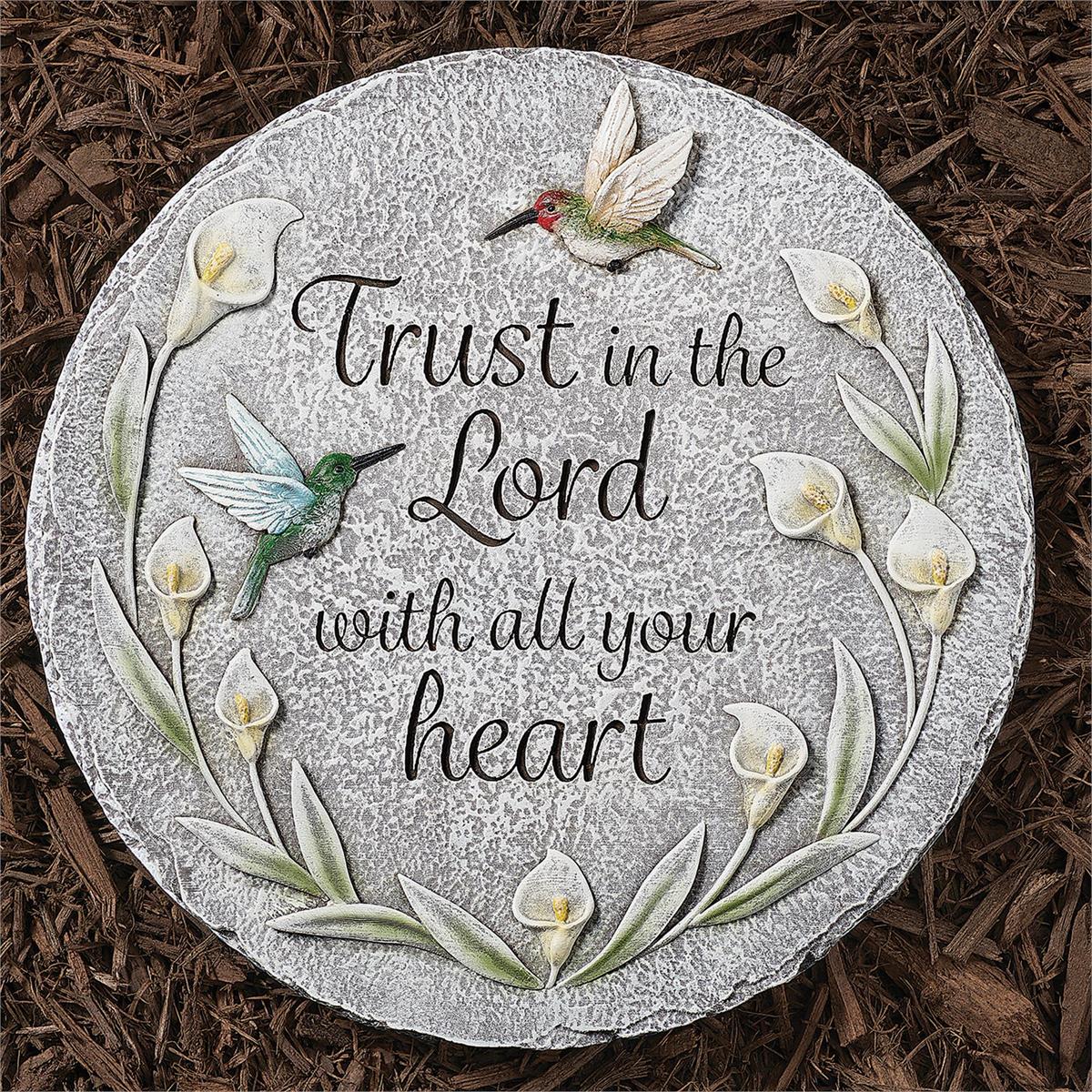 Garden Stone-Hummingbird-Trust In The Lord-10"