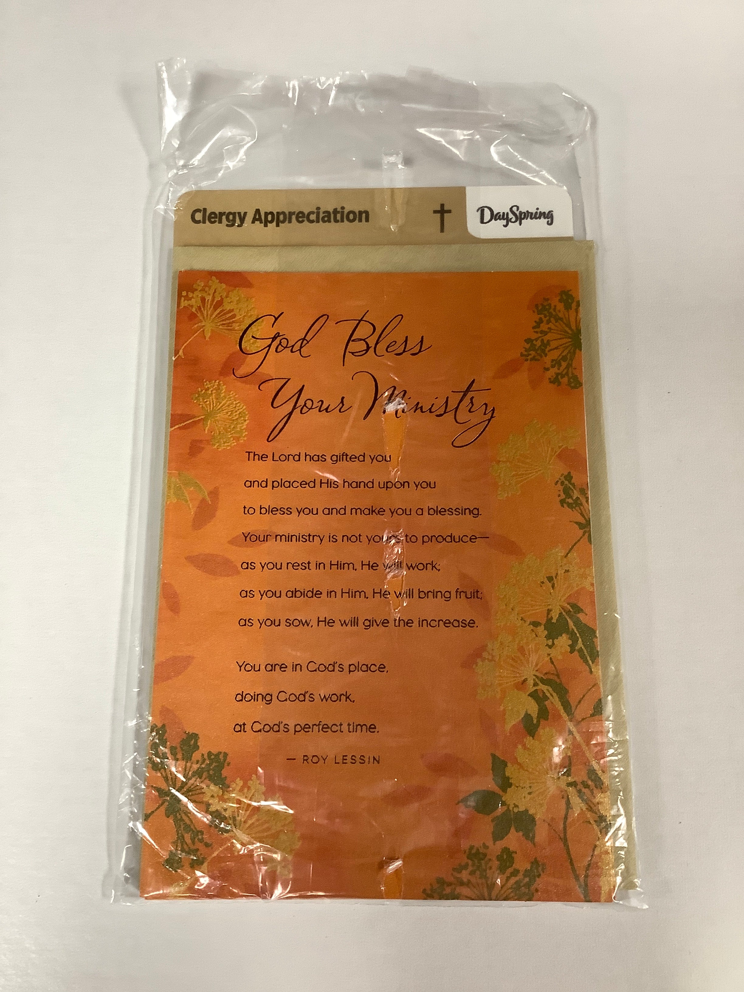 Card-Clergy Appreciation-Flowers & Greenery On Gold-74455