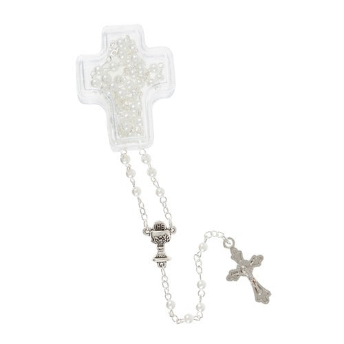 FC/White Pearl Rosary/Cross Box