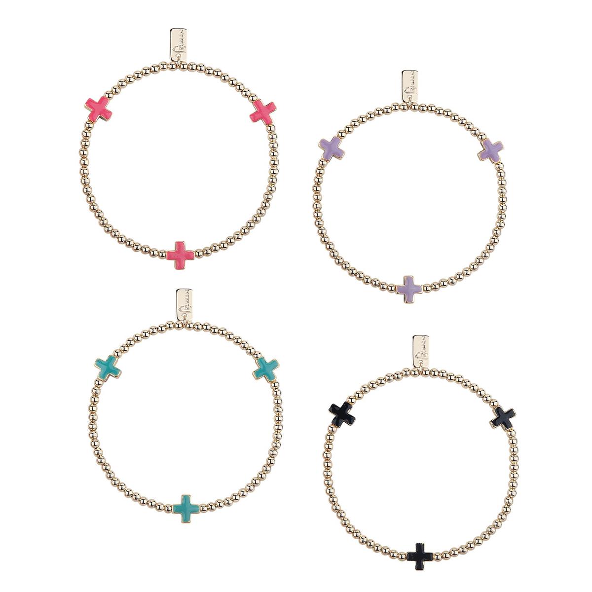 Bracelet-Stretchy-Enamel Cross-Asstd-7"