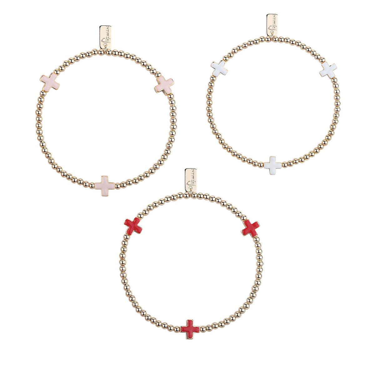 Bracelet-Stretchy-Enamel Cross-Asstd-7"