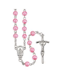 Rosary-Pink Hammered Beads-6mm