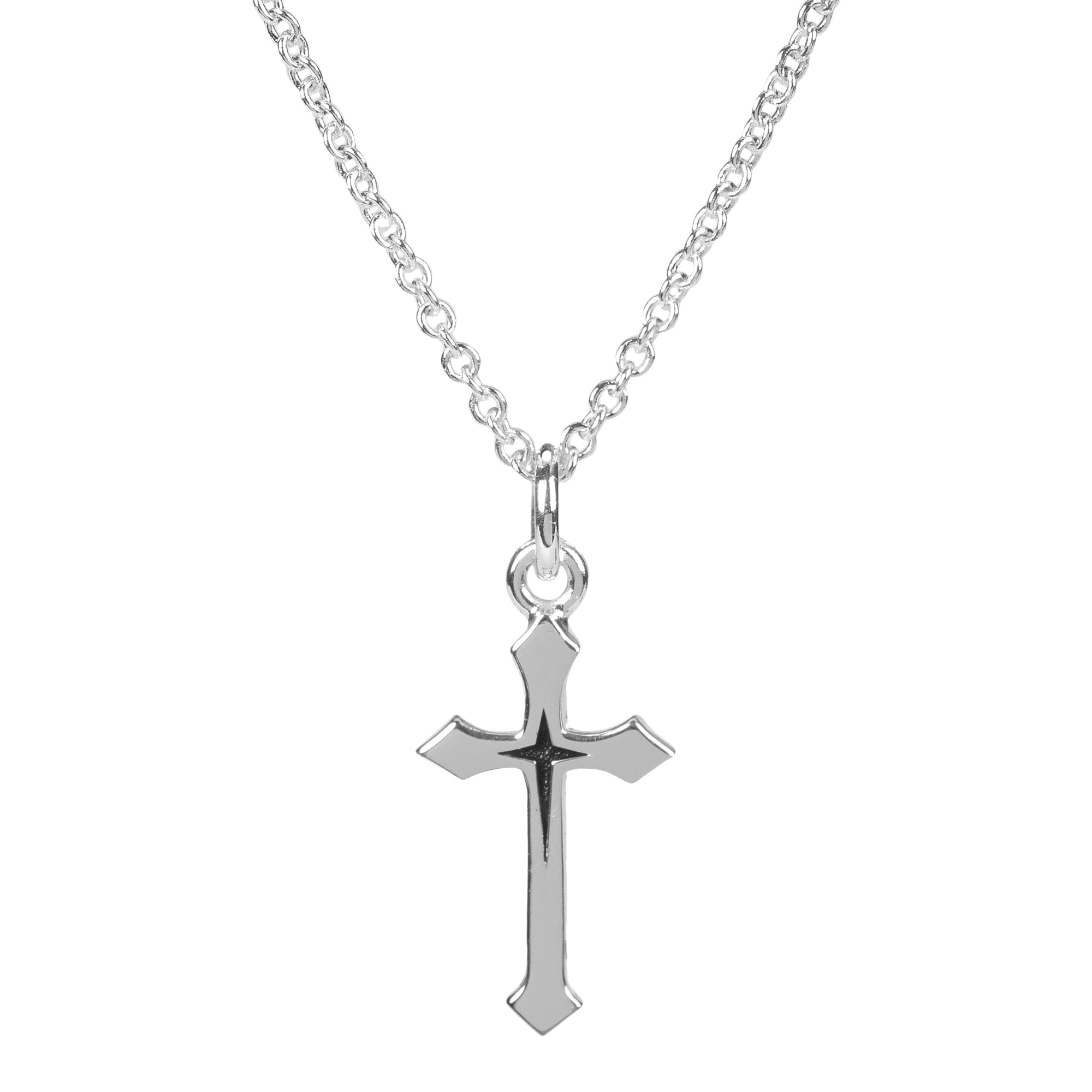 Necklace/SP/18"/Cross/Flare