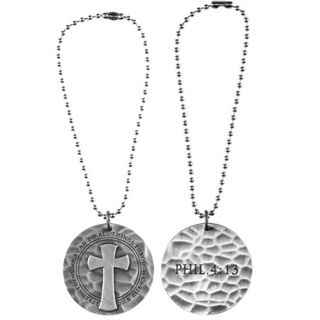 Car Charm/Phil 4:13/Cross/Zinc