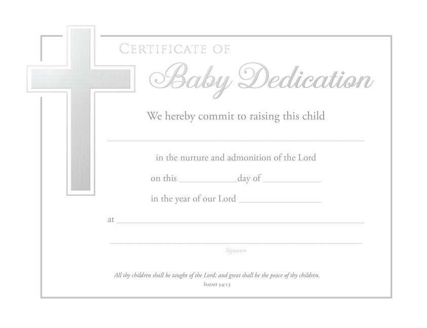 Certificate-Baby Dedication-Isaiah 54:13-Silver Foil Embossed