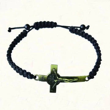 Bracelet-St. Benedict Crucifix- Black Corded