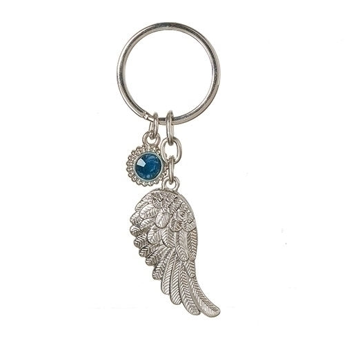 Key Ring/Angel Wing/March-Birthstone